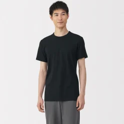Muji T‐shirt manches courtes col crew en coton chaud pour homme