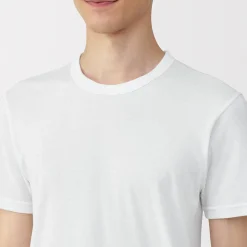 Muji T‐shirt manches courtes col crew en coton chaud pour homme