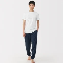 Muji T‐shirt manches courtes col crew en coton chaud pour homme
