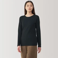 Online Muji T‐shirt manches longues col rond en coton et laine chauds pour femme