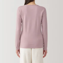 Online Muji T‐shirt manches longues col rond en coton et laine chauds pour femme