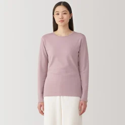 Online Muji T‐shirt manches longues col rond en coton et laine chauds pour femme
