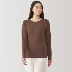 Online Muji T‐shirt manches longues col rond en coton et laine chauds pour femme