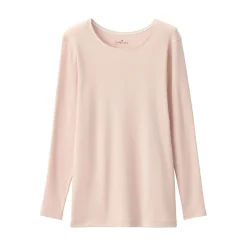 Hot Muji T‐shirt manches longues col rond en coton chaud pour femme