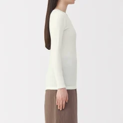 Hot Muji T‐shirt manches longues col rond en coton chaud pour femme