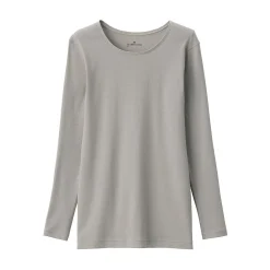 Hot Muji T‐shirt manches longues col rond en coton chaud pour femme