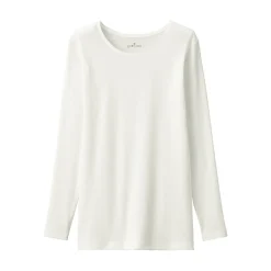 Hot Muji T‐shirt manches longues col rond en coton chaud pour femme