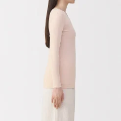 Hot Muji T‐shirt manches longues col rond en coton chaud pour femme