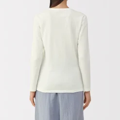 Discount Muji T‐shirt manches longues col rond en coton épais et chaud pour femme