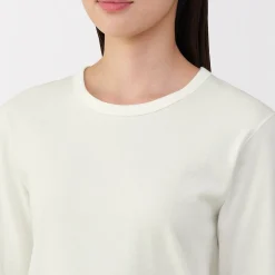 Discount Muji T‐shirt manches longues col rond en coton épais et chaud pour femme