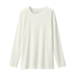 Discount Muji T‐shirt manches longues col rond en coton épais et chaud pour femme