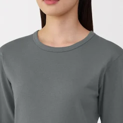 Discount Muji T‐shirt manches longues col rond en coton épais et chaud pour femme