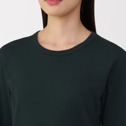 Discount Muji T‐shirt manches longues col rond en coton épais et chaud pour femme