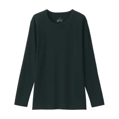 Discount Muji T‐shirt manches longues col rond en coton épais et chaud pour femme