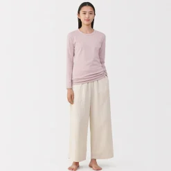 Discount Muji T‐shirt manches longues col rond en coton épais et chaud pour femme