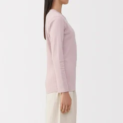 Discount Muji T‐shirt manches longues col rond en coton épais et chaud pour femme