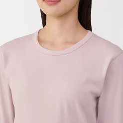 Discount Muji T‐shirt manches longues col rond en coton épais et chaud pour femme