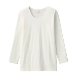 Discount Muji T‐shirt manches longues col U en coton épais et chaud pour femme