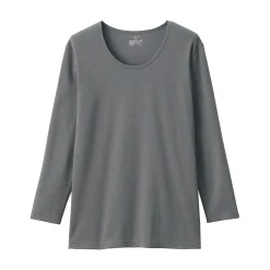Discount Muji T‐shirt manches longues col U en coton épais et chaud pour femme