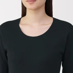 Discount Muji T‐shirt manches longues col U en coton épais et chaud pour femme