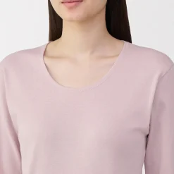 Discount Muji T‐shirt manches longues col U en coton épais et chaud pour femme