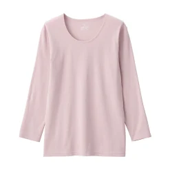 Discount Muji T‐shirt manches longues col U en coton épais et chaud pour femme