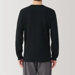 Discount Muji T‐shirt manches longues col rond en coton et laine chauds pour homme