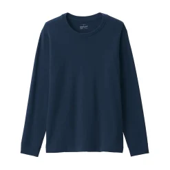 Discount Muji T‐shirt manches longues col rond en coton et laine chauds pour homme