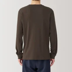 Discount Muji T‐shirt manches longues col rond en coton et laine chauds pour homme