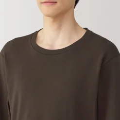 Discount Muji T‐shirt manches longues col rond en coton et laine chauds pour homme