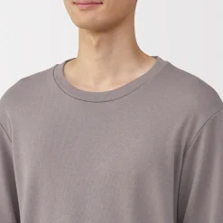 Discount Muji T‐shirt manches longues col rond en coton et laine chauds pour homme