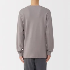 Discount Muji T‐shirt manches longues col rond en coton et laine chauds pour homme