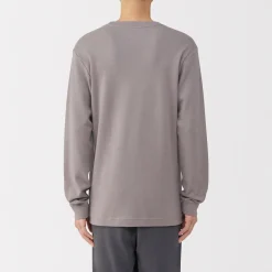 Discount Muji T‐shirt manches longues col rond en coton et laine chauds pour homme