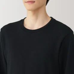 Discount Muji T‐shirt manches longues col rond en coton et laine chauds pour homme