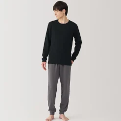 Discount Muji T‐shirt manches longues col rond en coton et laine chauds pour homme