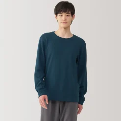 Discount Muji T‐shirt manches longues col rond en coton et laine chauds pour homme