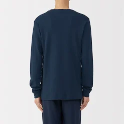 Discount Muji T‐shirt manches longues col rond en coton et laine chauds pour homme