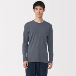 Sale Muji T‐shirt manches longues col crew en coton chaud pour homme