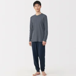 Sale Muji T‐shirt manches longues col crew en coton chaud pour homme