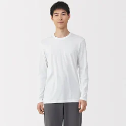 Sale Muji T‐shirt manches longues col crew en coton chaud pour homme