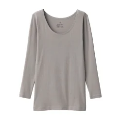 Discount Muji T‐shirt manches longues col U en coton chaud pour femme