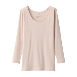 Discount Muji T‐shirt manches longues col U en coton chaud pour femme