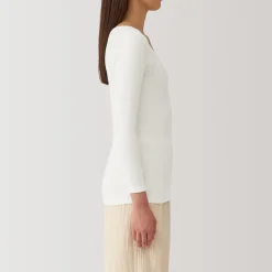 Discount Muji T‐shirt manches longues col U en coton chaud pour femme