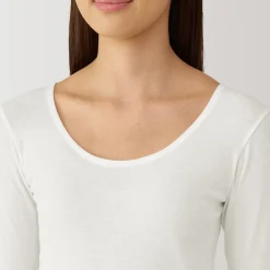 Discount Muji T‐shirt manches longues col U en coton chaud pour femme