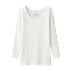 Discount Muji T‐shirt manches longues col U en coton chaud pour femme
