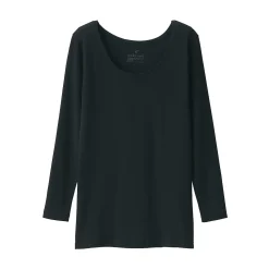 Discount Muji T‐shirt manches longues col U en coton chaud pour femme