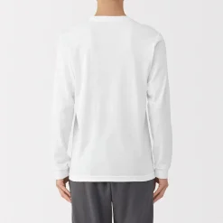 Discount Muji T‐shirt manches longues col U en coton épais et chaud pour homme