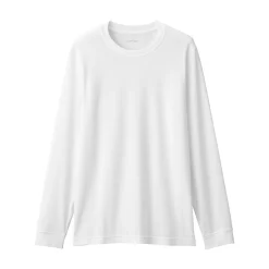 Discount Muji T‐shirt manches longues col U en coton épais et chaud pour homme
