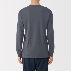 Discount Muji T‐shirt manches longues col U en coton épais et chaud pour homme