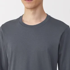 Discount Muji T‐shirt manches longues col U en coton épais et chaud pour homme